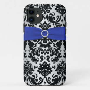 PRINTED RIBBON Black, Blue, Silver Damask iPhone 5 Case-Mate iPhone Case