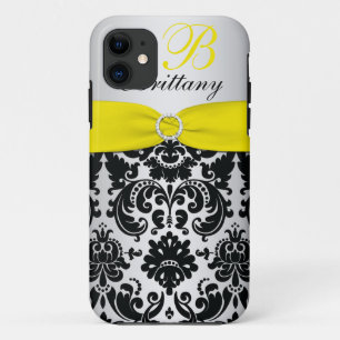 PRINTED RIBBON Black Yellow Silver Damask iPhone 5 Case-Mate iPhone Case