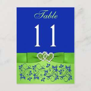 PRINTED RIBBON Blue, Green Table Number Postcard