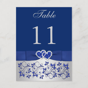 PRINTED RIBBON Blue, Silver Table Number Postcard
