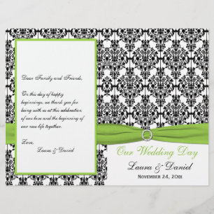 PRINTED RIBBON Chartreuse, Black Wedding Program