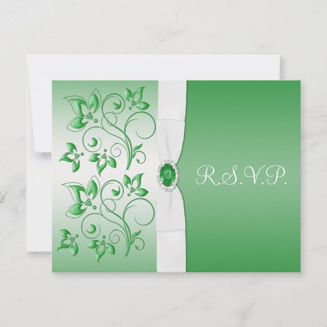 PRINTED RIBBON Emerald Green, White Reply Card (Front)