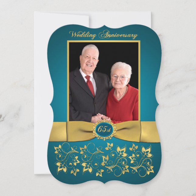 PRINTED RIBBON Fancy Shape 65th Anniversary Invite (Front)