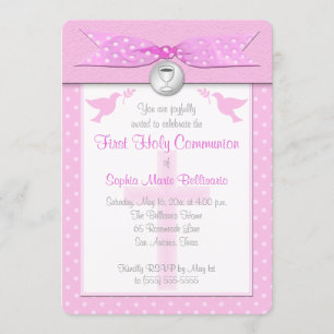 PRINTED RIBBON First Holy Communion Invitation