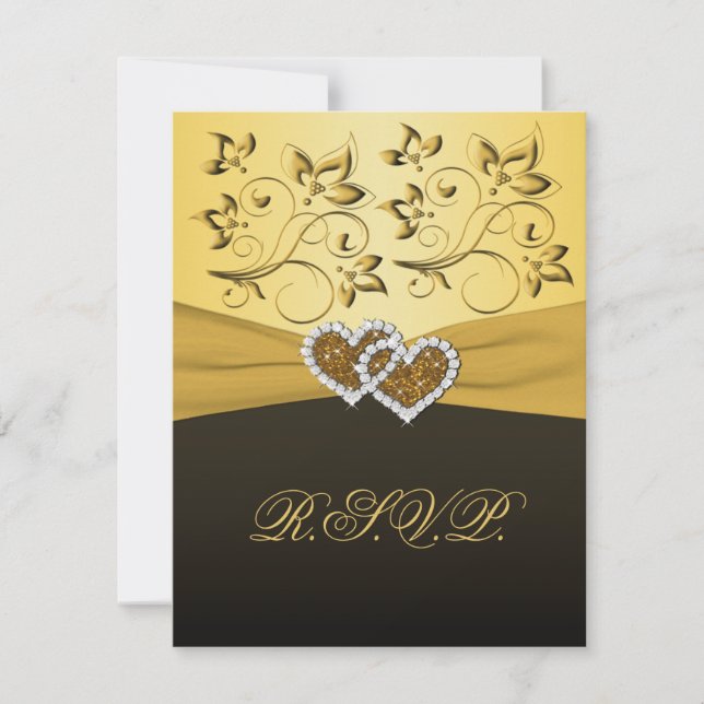 PRINTED RIBBON Joined Hearts RSVP Card (Front)