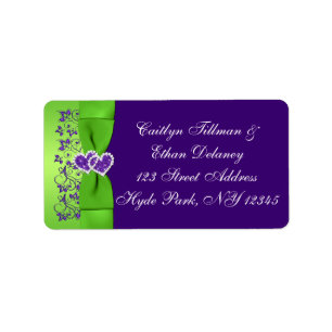 PRINTED RIBBON Purple, Green Wedding Address Label