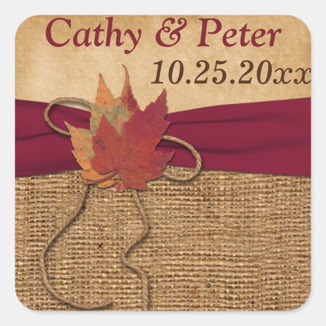 PRINTED RIBBON Red - Autumn Leaves - 1.5" Sticker (Front)