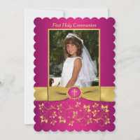 PRINTED RIBBON Scallop Edged Holy Communion Photo