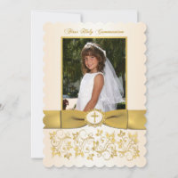 PRINTED RIBBON Scallop Edged Holy Communion Photo