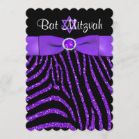PRINTED RIBBON Zebra Glitter Bat Mitzvah Invite 4