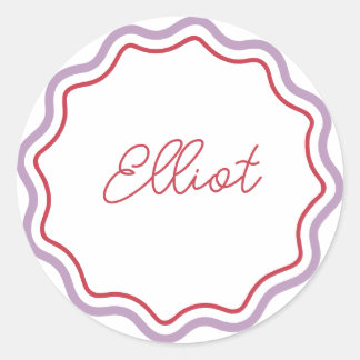 Printed Round Stickers Personalised Curvy Wavy
