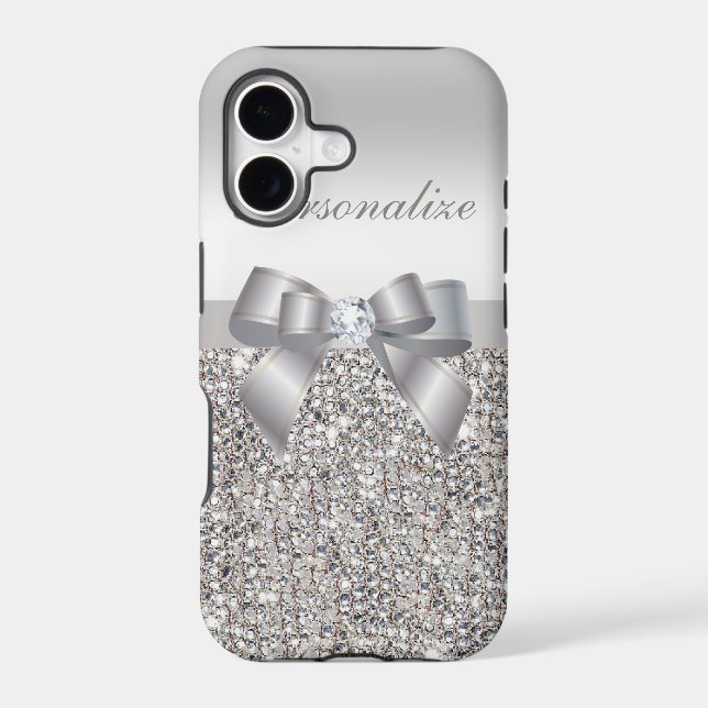 Printed Silver Sequins, Bow & Diamond (Back)