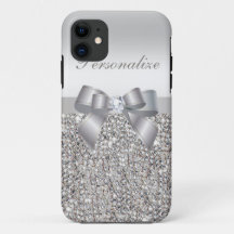 Printed Silver Sequins, Bow & Diamond