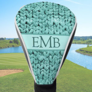 Printed Teal Knit Design Custom Monogram Ladies Golf Head Cover