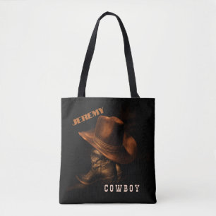 printed tote cowboy boot hat personalised bag
