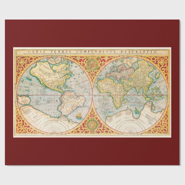 Printed Vintage Map Wrapping Paper (Flat)