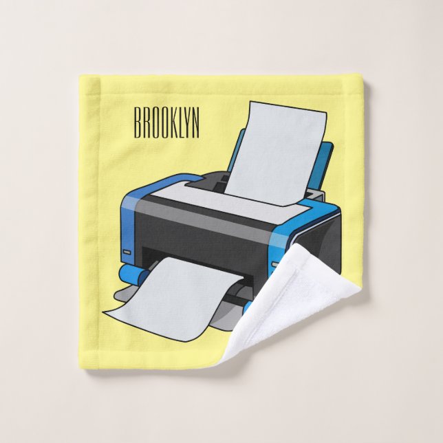 Printer cartoon illustration bath towel set (Wash Cloth)