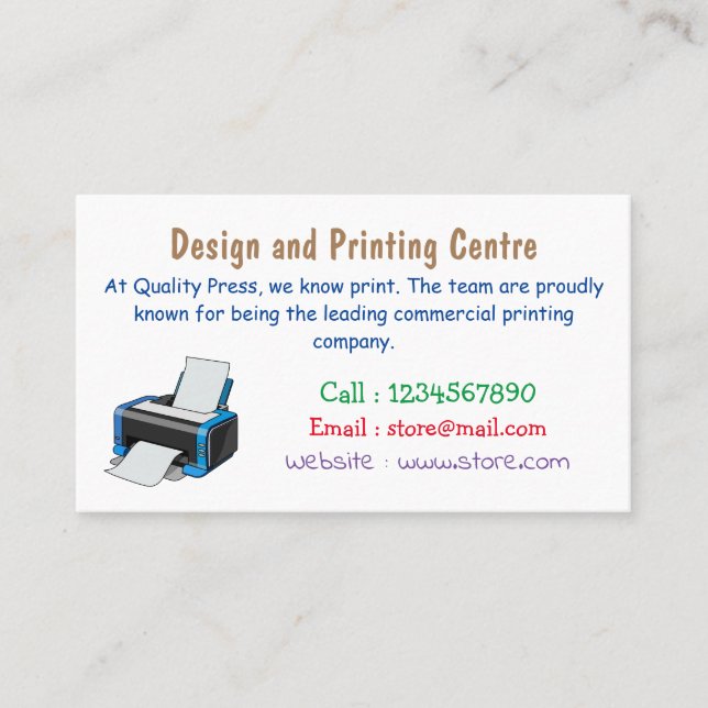 Printer cartoon illustration business card (Front)
