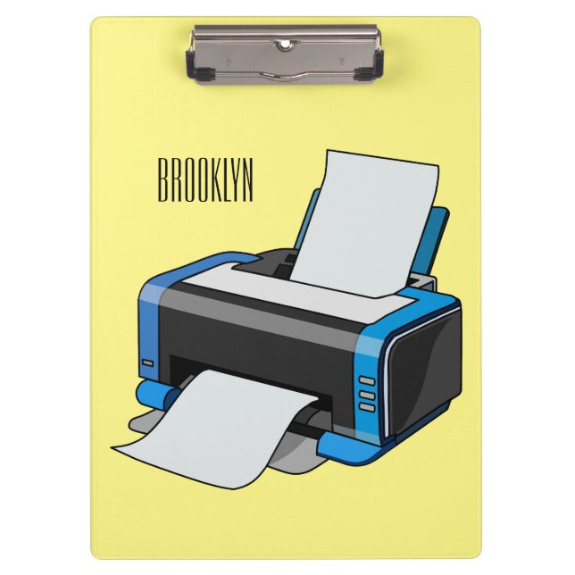 Printer cartoon illustration clipboard (Front)