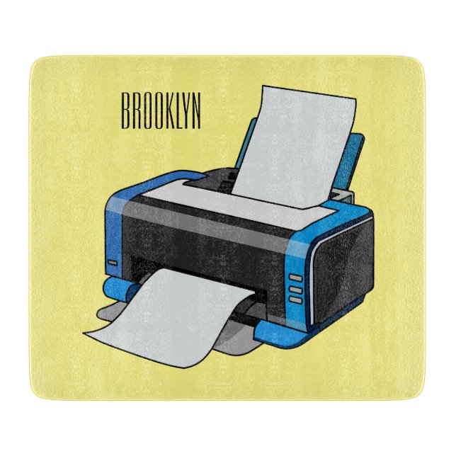 Printer cartoon illustration cutting board (Front)