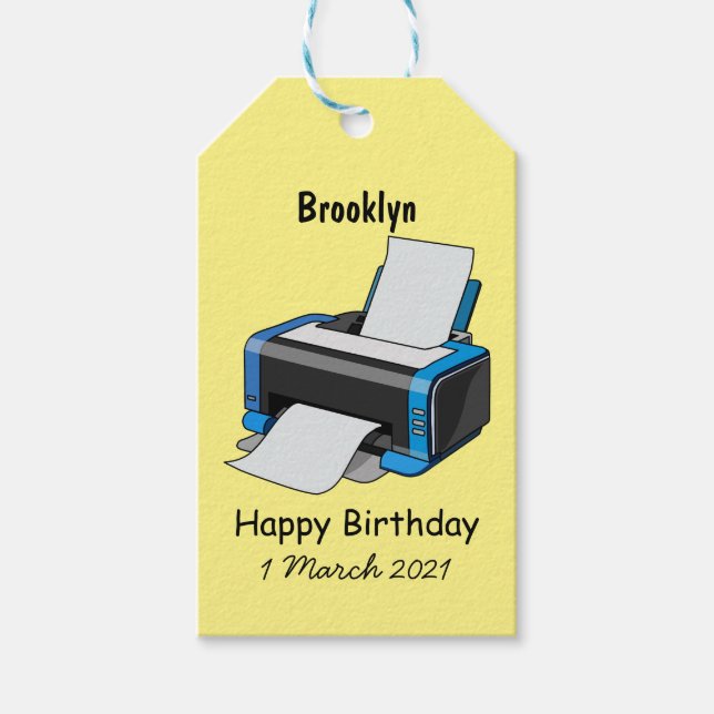 Printer cartoon illustration gift tags (Front)