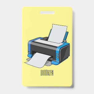 Printer cartoon illustration ID badge