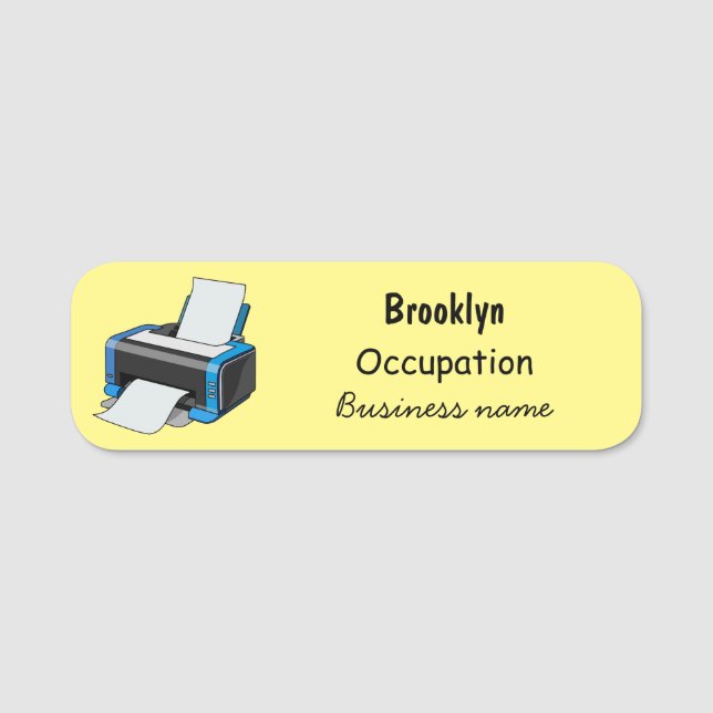 Printer cartoon illustration name tag (Front)