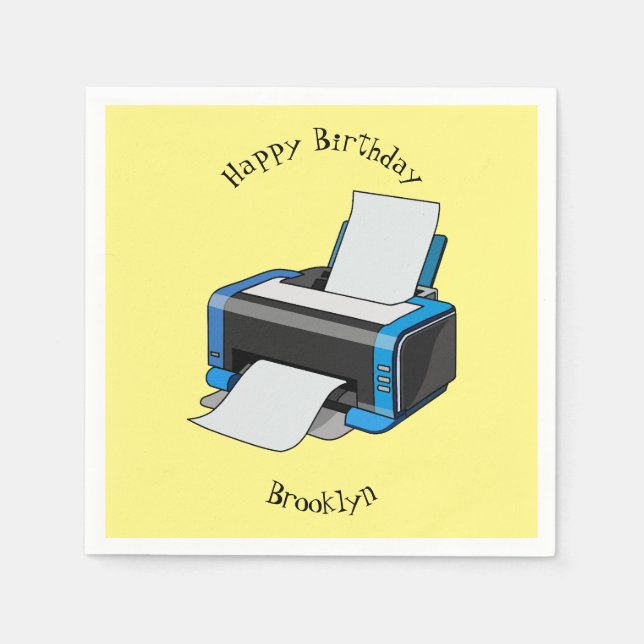 Printer cartoon illustration napkin (Front)