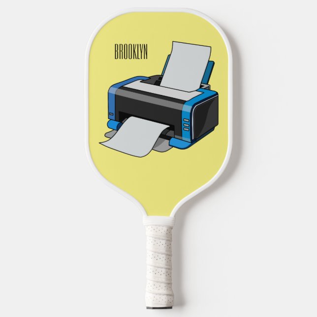 Printer cartoon illustration pickleball paddle (Front)