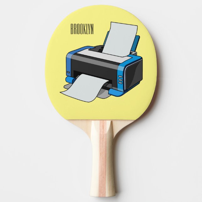 Printer cartoon illustration ping pong paddle (Front)