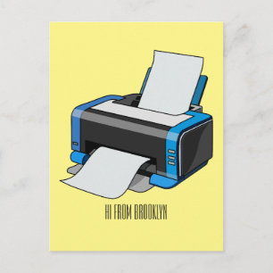 Printer cartoon illustration postcard