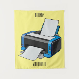 Printer cartoon illustration tapestry