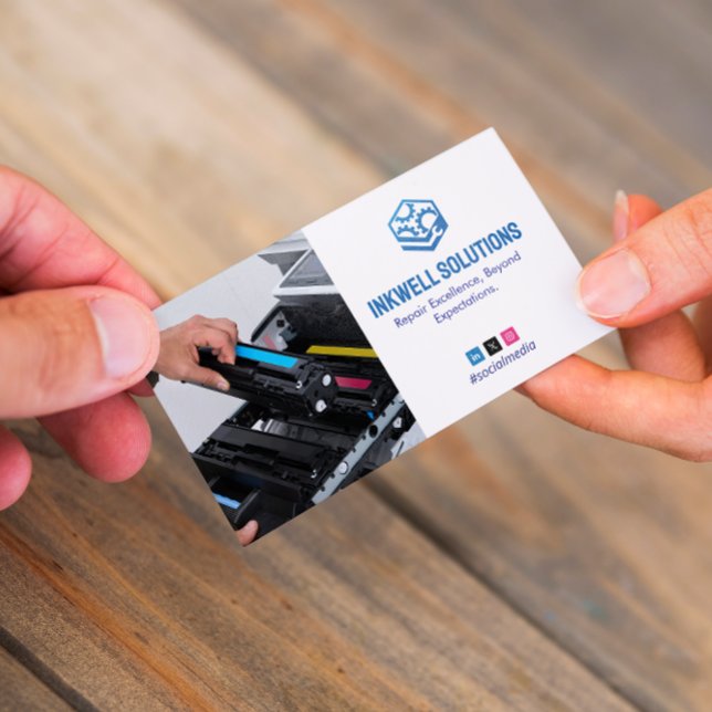 Printer Repair Business | Simple White Photo Card (Creator Uploaded)
