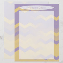 Printer-Sized Lavender and Gold Chevron Stationery