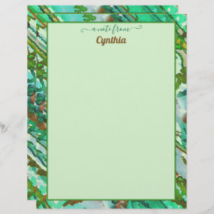 Printer-Sized Two-Sided Green Watercolor Abstract Custom Letterhead