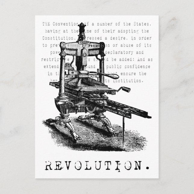 Printing Press = REVOLUTION! Postcard (Front)