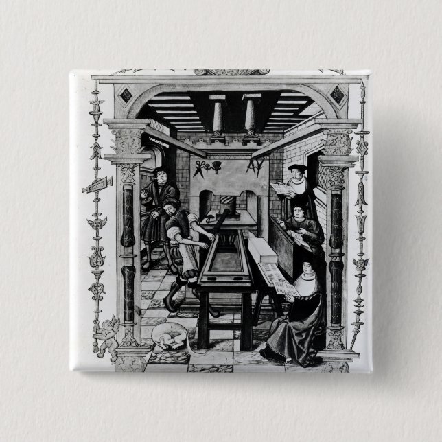 Printing workshop 15 cm square badge (Front)