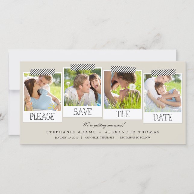 Prints Save The Date Photo Cards - Khaki (Front)
