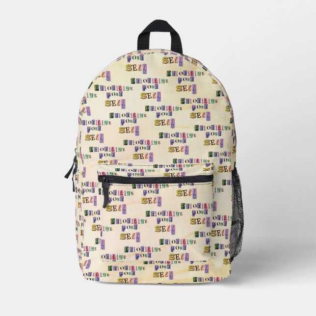 Prioritise Yourself Printed Backpack (Front)
