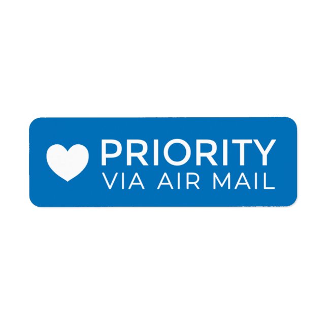 PRIORITY VIA AIR MAIL ハート heart cute love ラベル (Front)