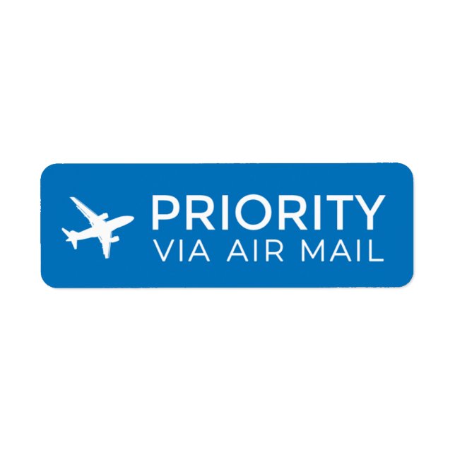 PRIORITY VIA AIR MAIL 飛行機 aeroplane ラベル (Front)