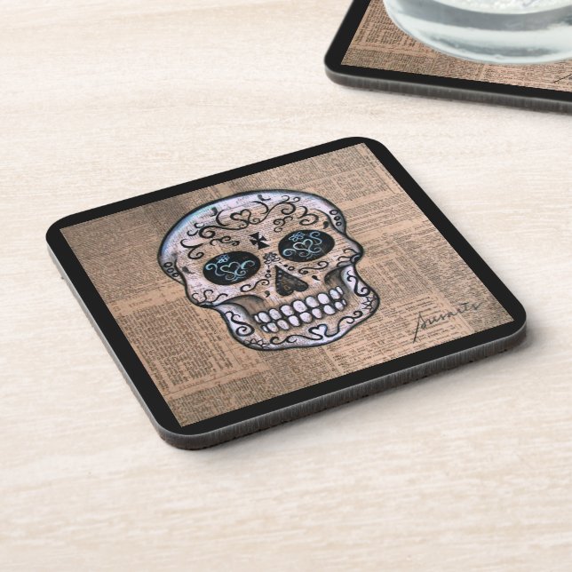Prisarts Skull Dia de los Muertos Coasters (Left Side)