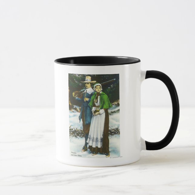 Priscilla and John Alden Scene Mug (Right)