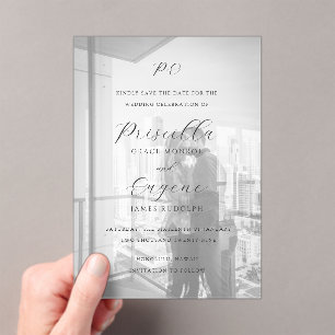 Priscilla Classic Wedding Save the Date Acrylic Invitations