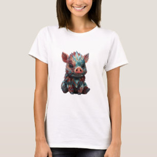 Prism Feathered Baby Boar Illustration Women T-Shirt