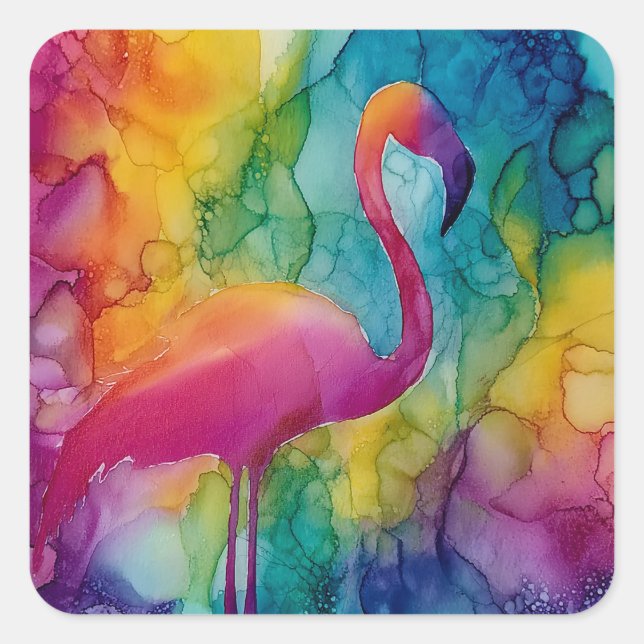Prism Flamingo Square Sticker (Front)