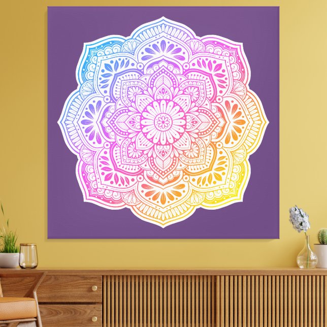 Prism Flower Mandala Stretched Canvas Print (Insitu(LivingRoom))