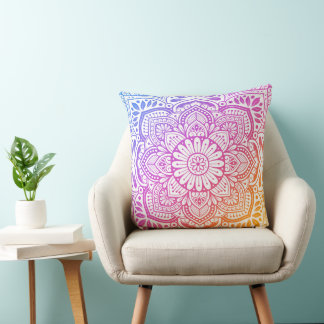 Prism Flower Mandala Throw Pillow