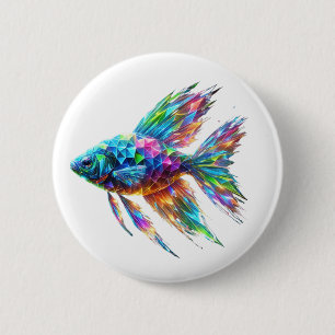 Prism Glow Geometric Fish 6 Cm Round Badge