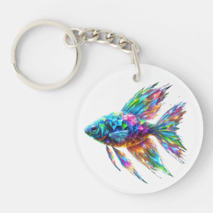 Prism Glow Geometric Fish Key Ring
